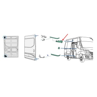 Support porte coulissant droite pour véhicule IVECO Daily 35C, 35S, 40C, 50C, 65C, 70C