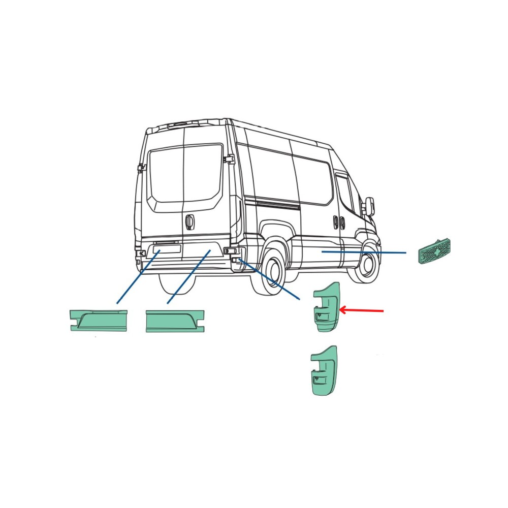 Cornière pare-choc arrière pour véhicule IVECO daily 35C, 35S, 50C, 70C